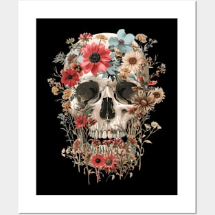 Skull Floral Posters and Art